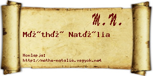 Máthé Natália névjegykártya